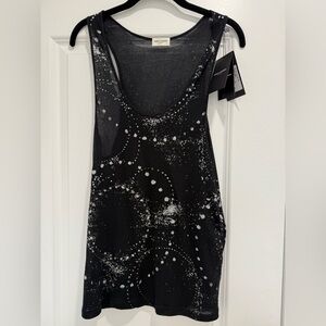 Saint Laurent Black and Silver Glitter Tank